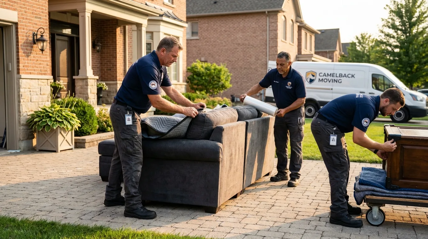 Large estate moving crew wrapping furniture in Collins, MS