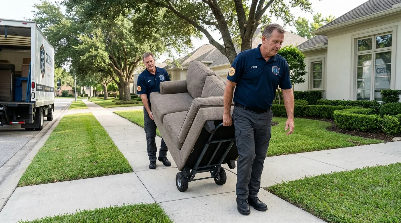 Local residential moving crew loading furniture in Collins, MS